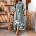 Fashionable Casual Patchwork Polka-Dot Long Shirt Dress For Women