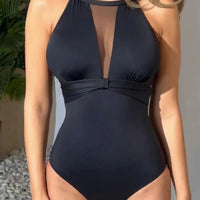 Fashionable And Sexy Womens Mesh One-Piece Swimsuit With Botanical Print