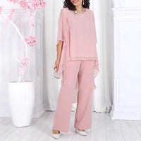 Loose-fitting Casual Solid-color Womens Chiffon Top