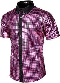 Sequined Button-down Shirt 70 S Disco Party Cosplay Clothing