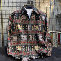 Men's Loose-fitting Autumnwinter Wear Japanese Woolen Coat Retro Long-sleeved Shirt