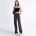 American PU Leather Pants Women's High Waist Slimming Drape Casual Straight Pants