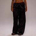 Satin Loose Wide Leg Drawstring Long Pants