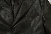 American Solid Color PU Leather Suit Jacket Men
