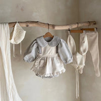 Infant Thin Embroidery Flower Lace Leader Jumpsuit