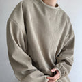 Retro Bean-Red Green Lazy Corduroy Long-Sleeve Top
