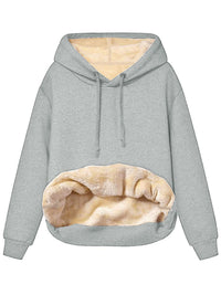 Warm Fleece Hooded Sports Sweatshirt With Pockets