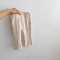 Girls' Fashion Casual Solid Color Stretch Pit Strips Bottoming Pants