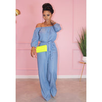 One-shoulder off-the-shoulder strappy jumpsuit
