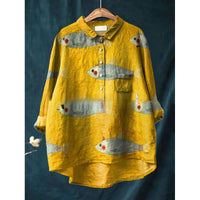 Loose Printed Crew Neck Casual Plus Size Women's Shirt