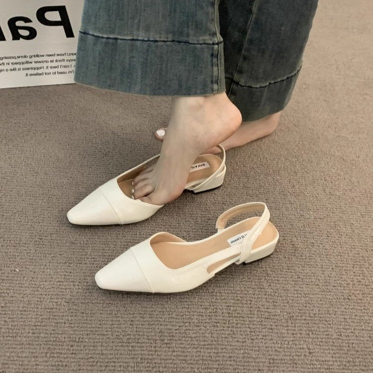 Low Heel Pointed Toe Closed Toe Sandals Female Gentle Pumps