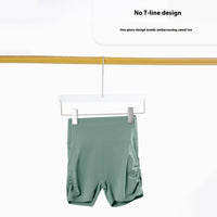 New Nude Feel One-piece Pleated Yoga Shorts High Waist Hip Lift