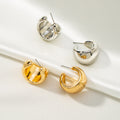 European And American Style Simple Fashion Metal Wide Surface C- Shaped Earrings