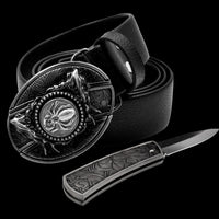 Men's Leather Smooth Buckle Belt Knife