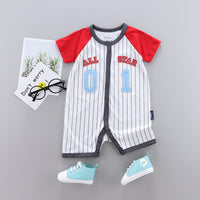 Summer Clothes Thin Combed Cotton Newborn One-piece Baby Short-sleeved Boxer Romper