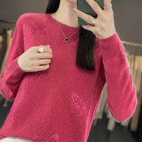 Round Neck Patterned Base Shirt For Women
