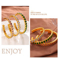 Light Luxury Vintage Style Open Bracelet With Multi-color Zircon, Stainless Steel, Stackable And Versatile C-shaped Bracelet.