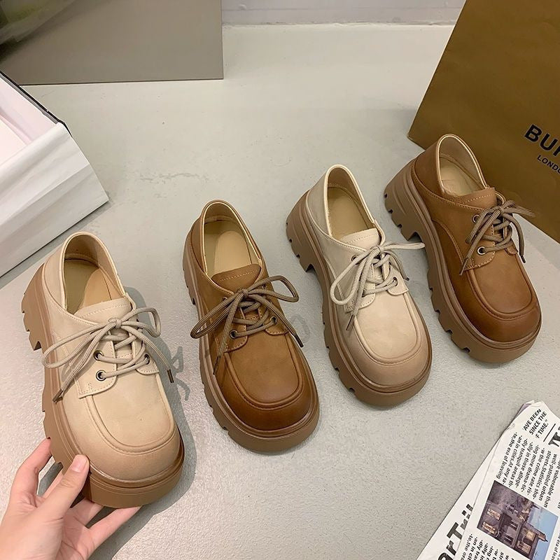 Retro New Versatile Platform Lace-up British Wind Shoes