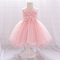 Flower girl dress lace flower pearl one-year-old dress