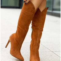 Autumn And Winter Stiletto Pointed High Heel Suede Long Canister Boots