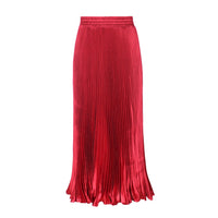 Draped Elastic-waist Versatile Figure-flattering Sophisticated Elegant Solid-color Maxi Skirt