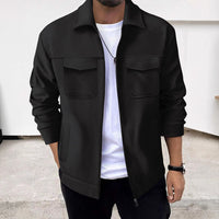 Lapel Zipper Casual Jacket Men's Coat