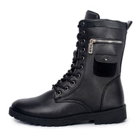 Men's mid-tube plus fleece tooling cotton boots