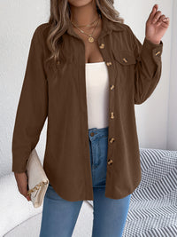 European And American Corduroy Striped Mid-length Coat Shirt