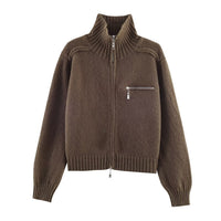 Double Zipper Design For Knitted Sweater Jacket