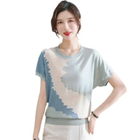 Knitted Western-style Short-sleeve T-shirt For Middle-aged And Elderly Elegant