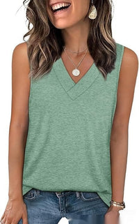 V-neck Casual Loose-fit Sleeveless Shirt
