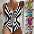 Sexy Sling One-piece Striped Printed Swimsuit