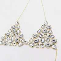 Simple Rhinestone Geometric Bra Chain Jewelry Rhinestone Halter Body Chains