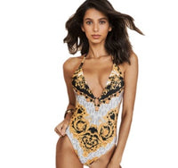 Printed bikini one-piece swimsuit