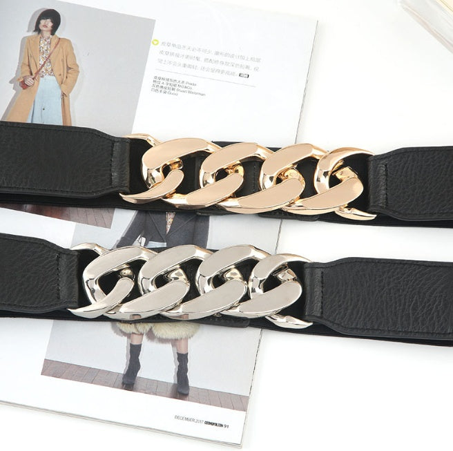 Elastic Waistband Decorative Fashion Dress Narrow Belt