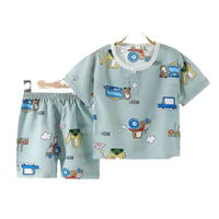Children's Short-sleeved Shorts Cotton Silk Summer Suit