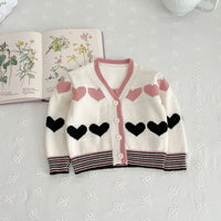 Baby's Western Style Love Long-sleeved Coat Knitted Suspender Romper