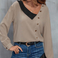 Women's Design Sense Lapel Long Sleeve Shirt