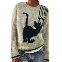 In Stock 3D-printed Womens Crew-neck Soft-touch Sweater