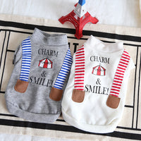 Striped Fake Suspenders Printed Sweater, Dog Clothes