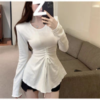 Womens Drawstring Long-sleeve Base Layer Top