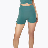 New Nude Feel One-piece Pleated Yoga Shorts High Waist Hip Lift