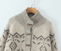 Amoi European And American Style Women's Lazy High-grade Jacquard Knitted Cardigan