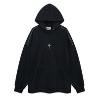 Autumn And Winter Metal Design Four Awn Star Plus Velvet Thickened Hooded Sweatshirt
