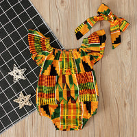 Children's headband printed jumpsuit