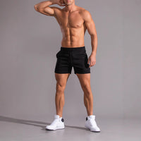 3-piece Men's Solid Color Drawstring Micro-elastic Shorts