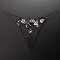 Seamless Panties Low Waist Embroidered Chinese Style White Plum Blossoms