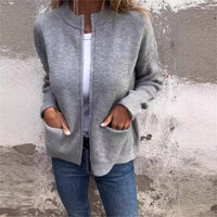Women's Casual Solid Color Pocket Cardigan Coat