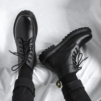 Martin  Men's High-top Black Leather Boots