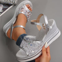 Women's Mesh Peep-Toe Platform Large-Size Sandals